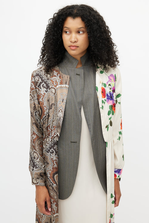 Junya Watanabe F/W 2019 Brown & Multi Print Blazer Dress