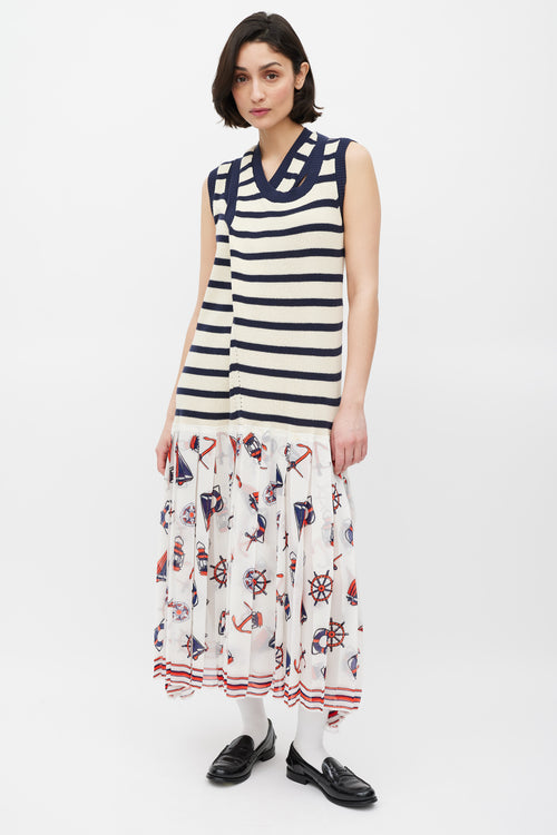 Junya Watanabe Fall 2010 Multicolour Knit & Nautical Printed Dress