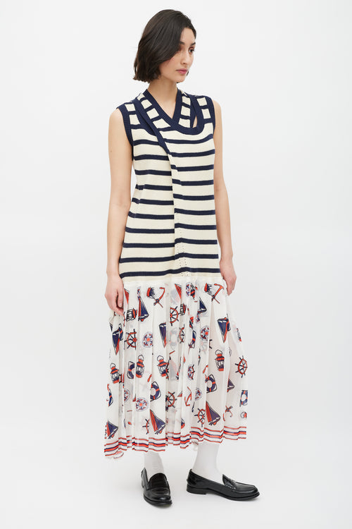 Junya Watanabe Fall 2010 Multicolour Knit & Nautical Printed Dress