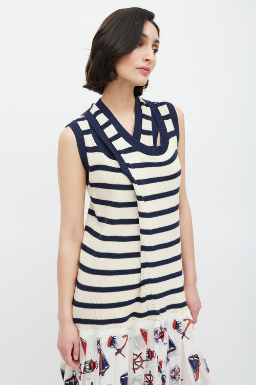 Junya Watanabe Fall 2010 Multicolour Knit & Nautical Printed Dress