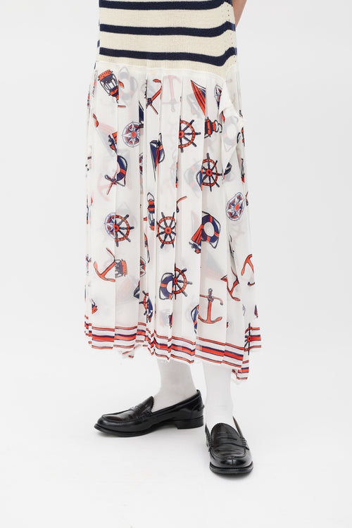 Junya Watanabe Fall 2010 Multicolour Knit & Nautical Printed Dress