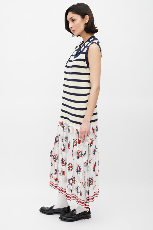 Junya Watanabe Fall 2010 Multicolour Knit & Nautical Printed Dress