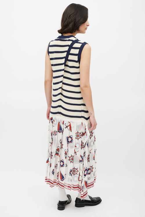 Junya Watanabe Fall 2010 Multicolour Knit & Nautical Printed Dress