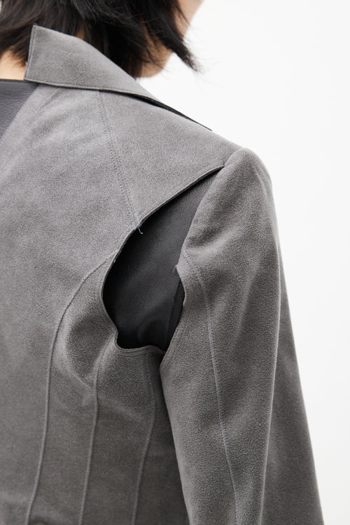 Junya Watanabe Grey & Black Leather Vest Fringe Blazer