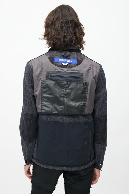 Junya Watanabe Navy Wool Tweed Reversible Field Jacket
