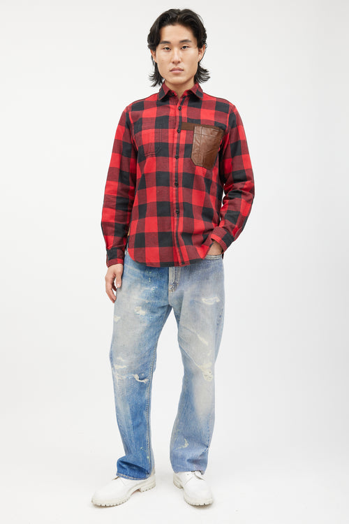 Junya Watanabe Red & Multicolour Flannel Shirt