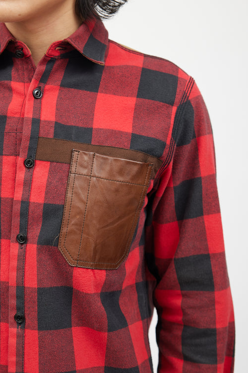 Junya Watanabe Red & Multicolour Flannel Shirt