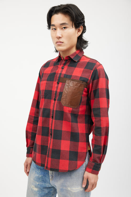 Junya Watanabe Red & Multicolour Flannel Shirt