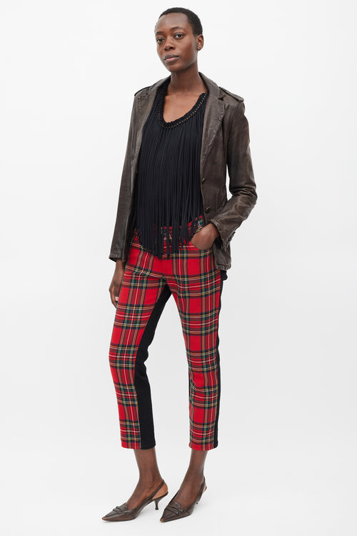 Junya Watanabe Red & Multicolour Plaid Front Trousers