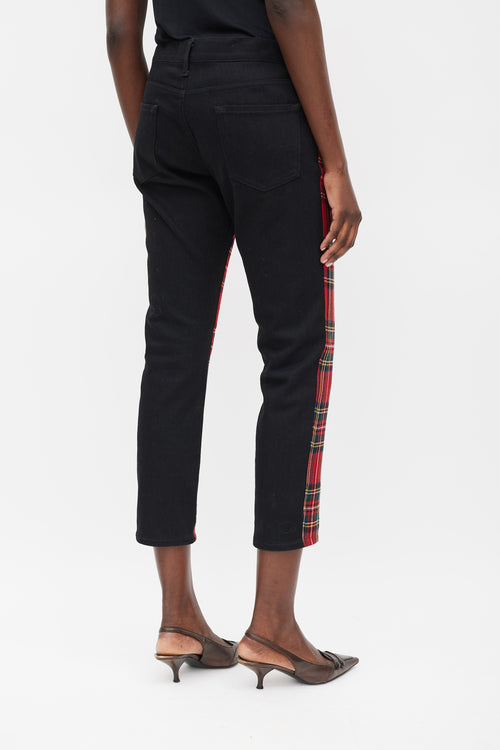 Junya Watanabe Red & Multicolour Plaid Front Trousers