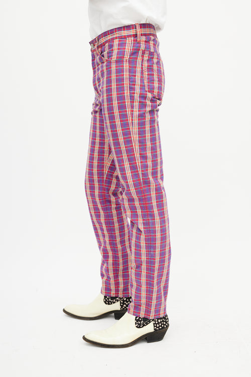 Junya Watanabe X Levis Purple & Multicolour Plaid Trouser