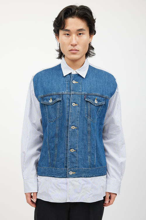Junya Watanabe X Levi's Blue & White Striped Denim Shirt