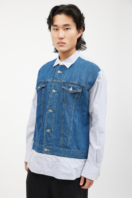 Junya Watanabe X Levi's Blue & White Striped Denim Shirt