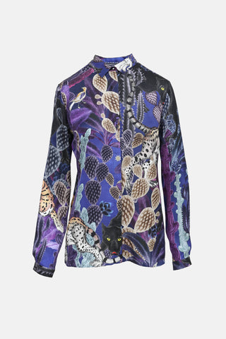 Just Cavalli Printed Button Up Top