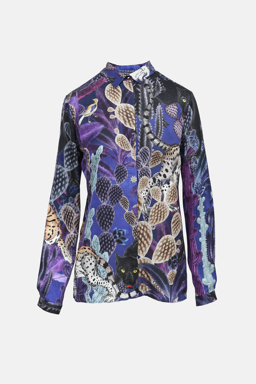Just Cavalli Printed Button Up Top