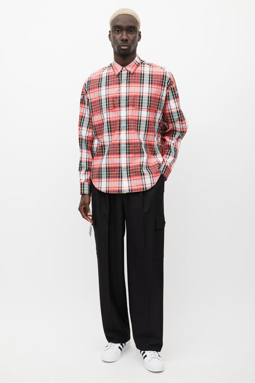 Juun.J Red & Multicolour Plaid Strap Shirt