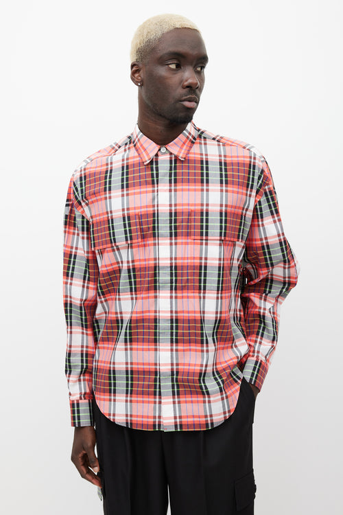 Juun.J Red & Multicolour Plaid Strap Shirt