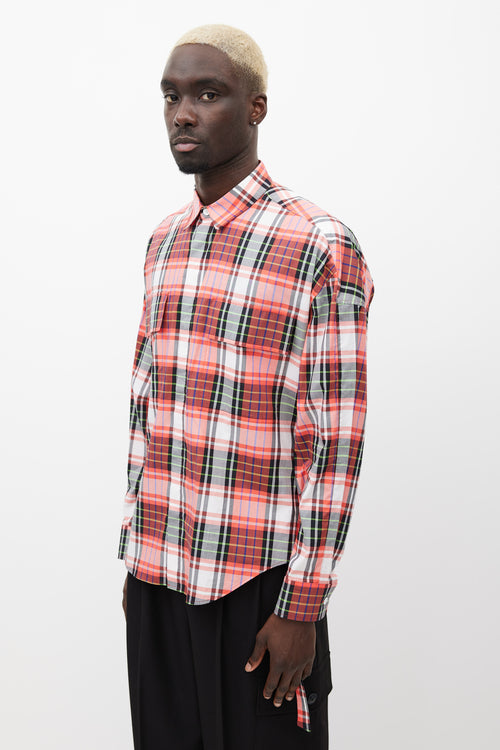 Juun.J Red & Multicolour Plaid Strap Shirt