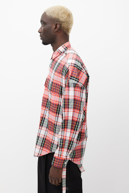 Juun.J Red & Multicolour Plaid Strap Shirt