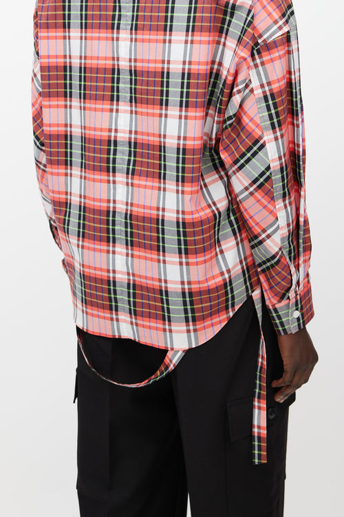 Juun.J Red & Multicolour Plaid Strap Shirt