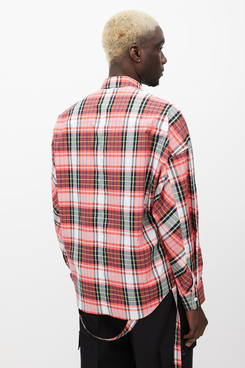 Juun.J Red & Multicolour Plaid Strap Shirt