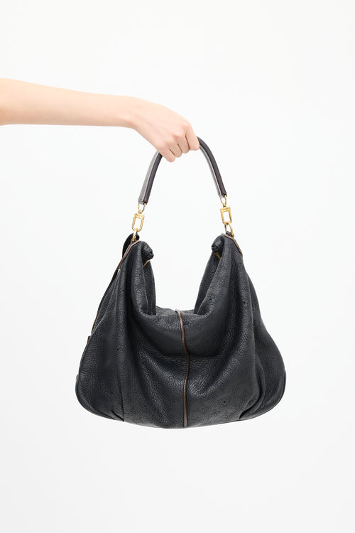 Louis Vuitton 2012 Black Mahina Leather Selene MM Bag