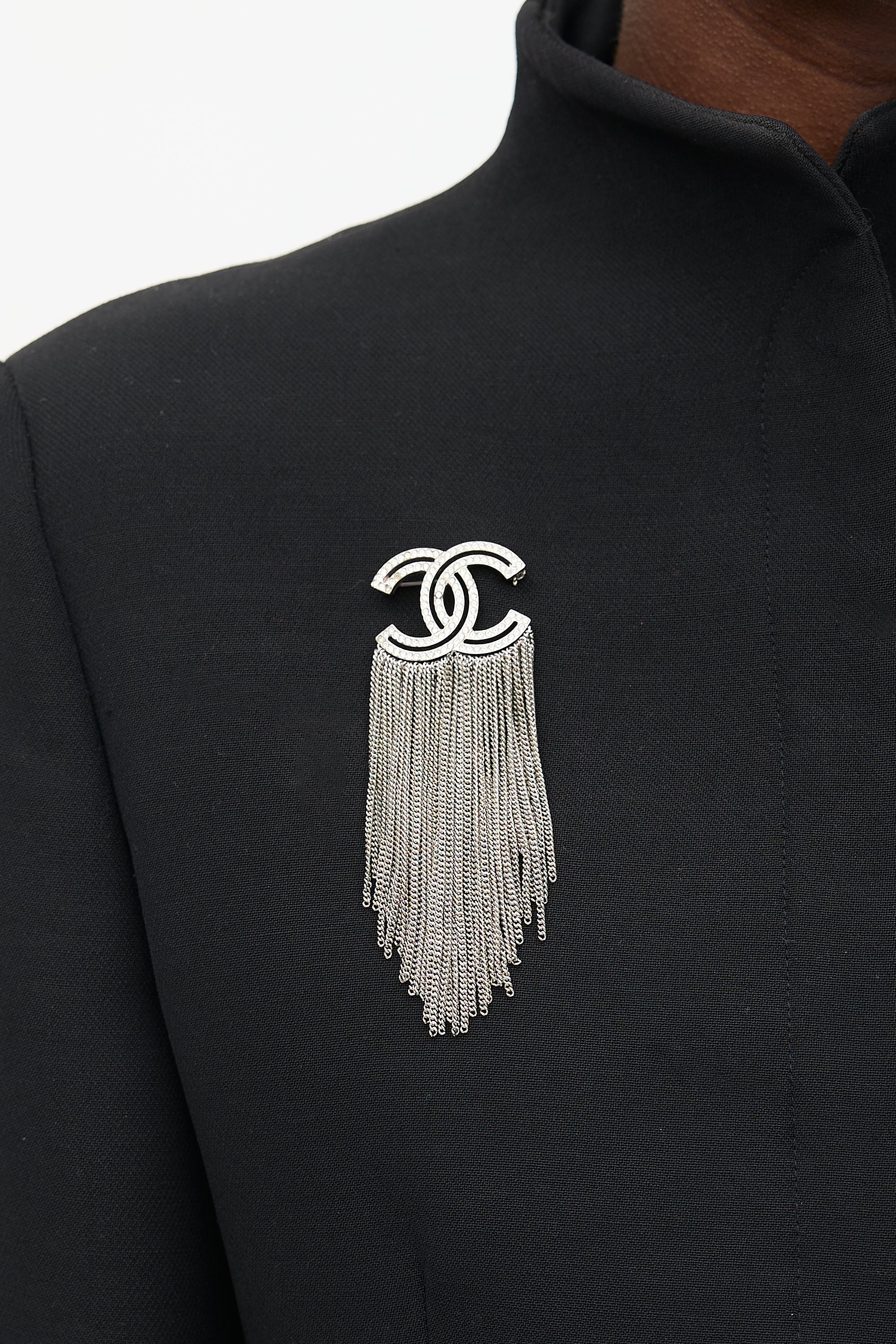Chanel Crystal Chain CC Brooch