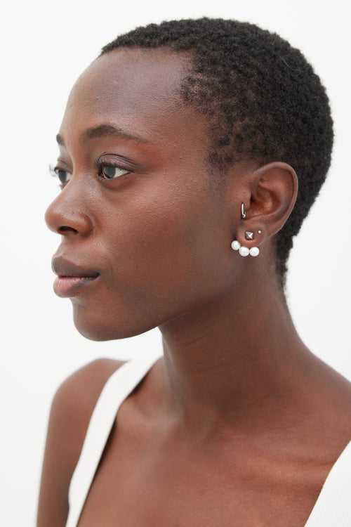 Birks Sterling Silver Tri Pearl Jacket Earrings