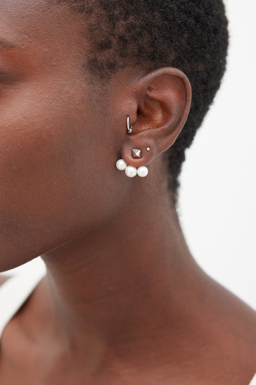 Birks Sterling Silver Tri Pearl Jacket Earrings