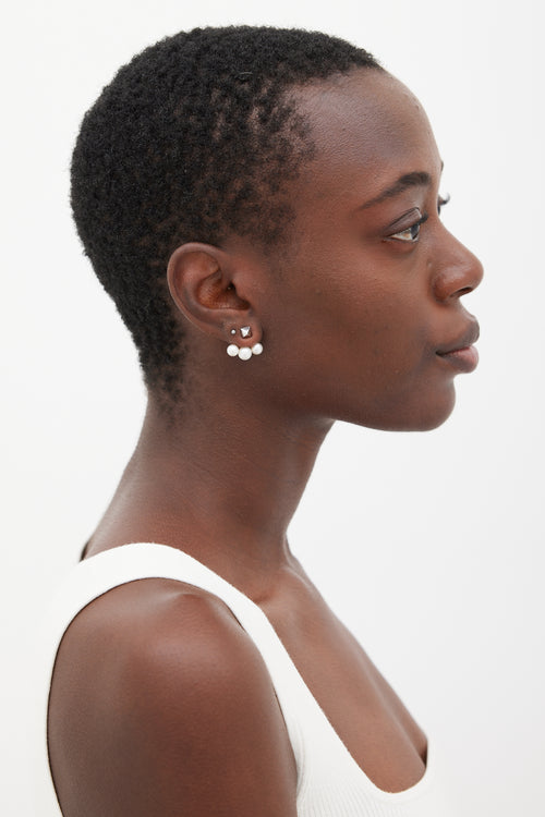 Birks Sterling Silver Tri Pearl Jacket Earrings