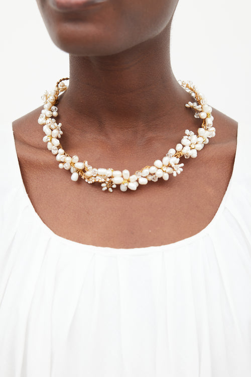 VSP Archive White & Gold Faux Pearl Wire Necklace