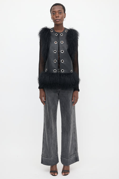 Charlotte Simone Leather & Fur Vest