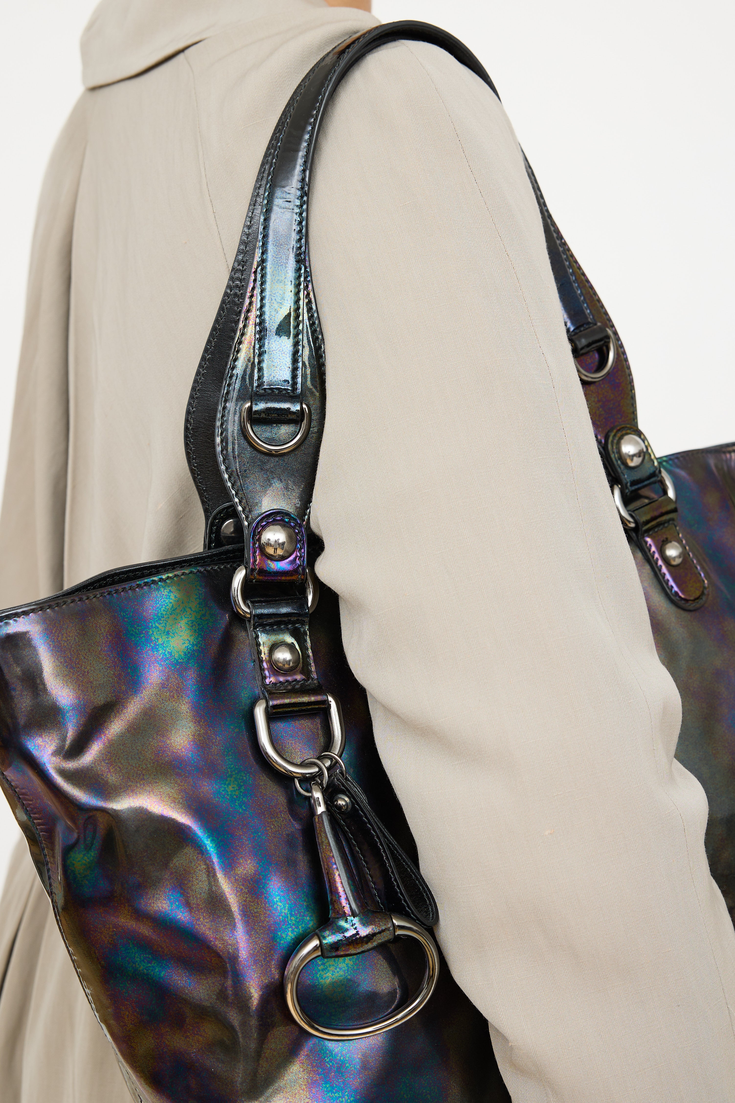 Gucci Iridescent Patent Leather Icon Bit Tote