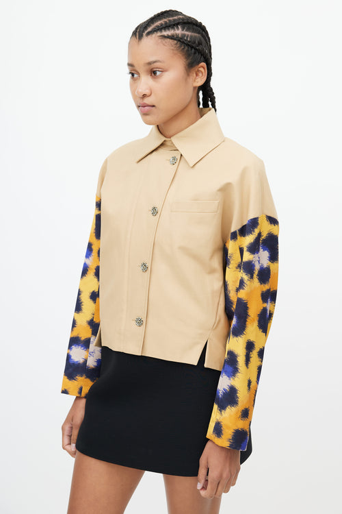 Kenzo Beige & Multicolour Logo Print Jacket