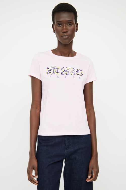 Kenzo Pink Floral Logo Top
