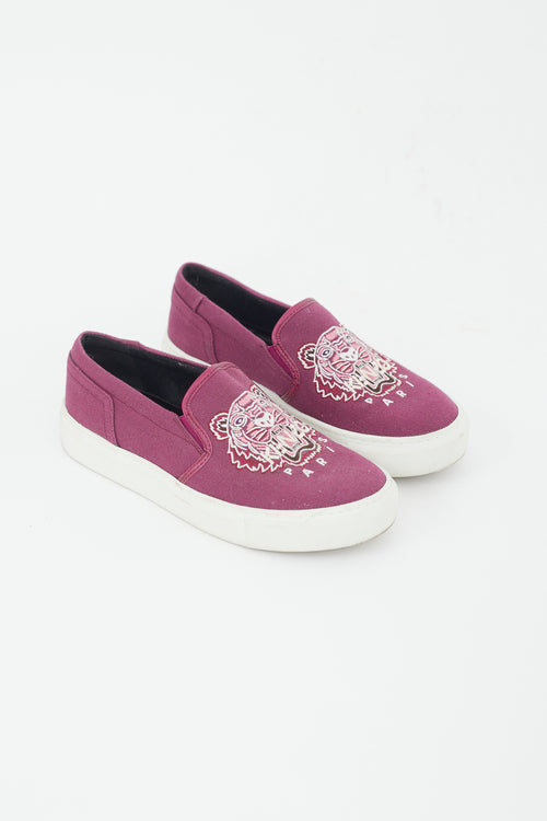 Kenzo Purple & Multicolour Embroidered Slip On Sneaker