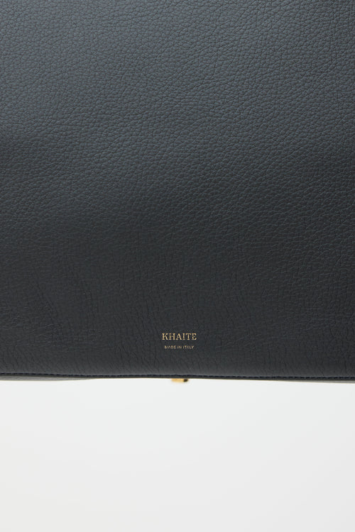 Khaite Black Pebbled Leather Large Maeve Weekender Bag