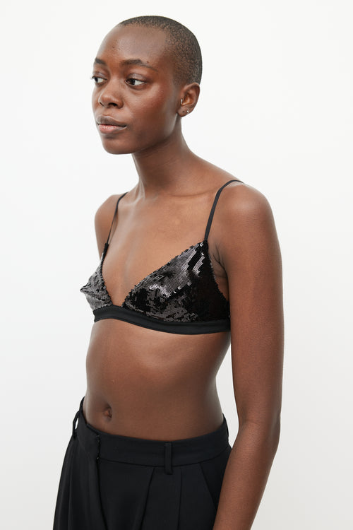 Khaite Black Silk & Sequin Bra