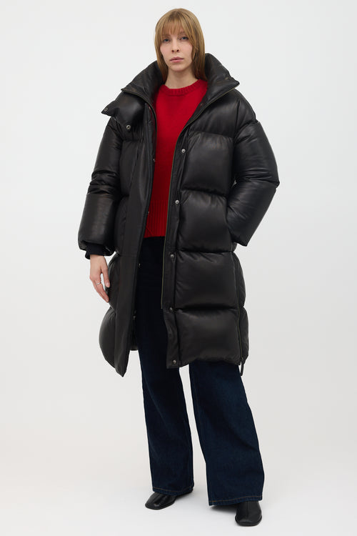 Khaite Leather Down Leo Puffer Coat