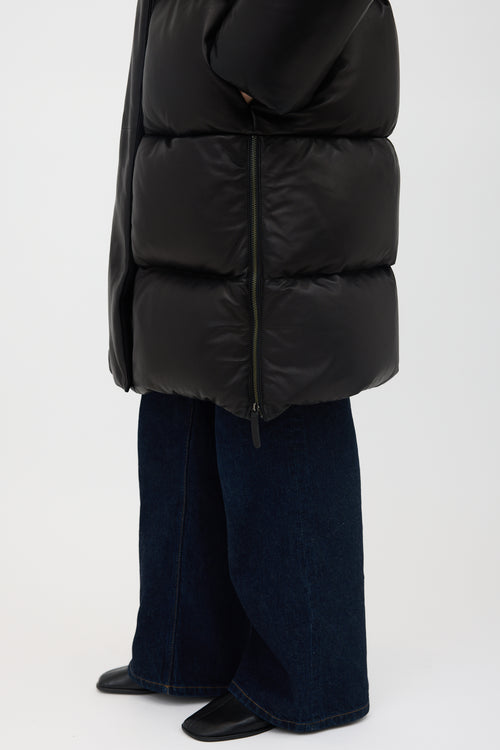 Khaite Leather Down Leo Puffer Coat