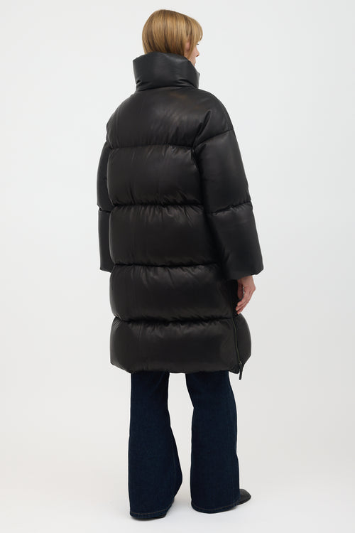 Khaite Leather Down Leo Puffer Coat