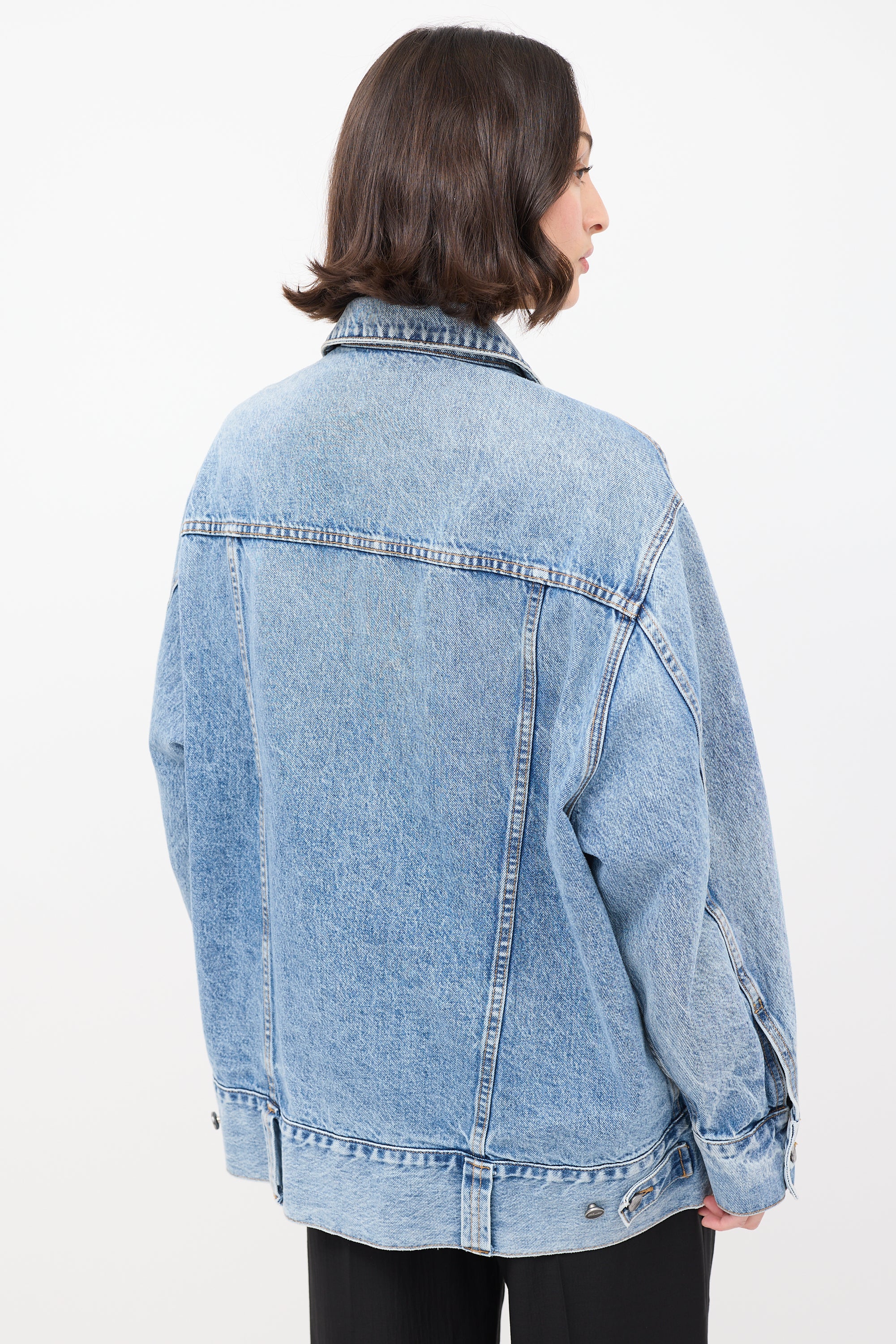 Khaite Light Wash Grizzo Long Denim Jacket