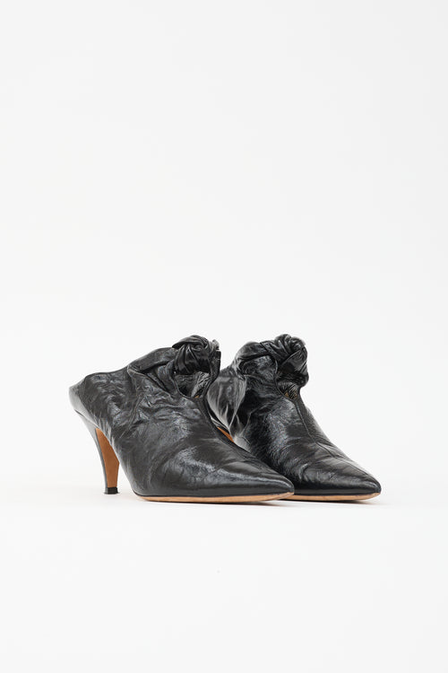Khaite Patent Crinkle Leather Mule