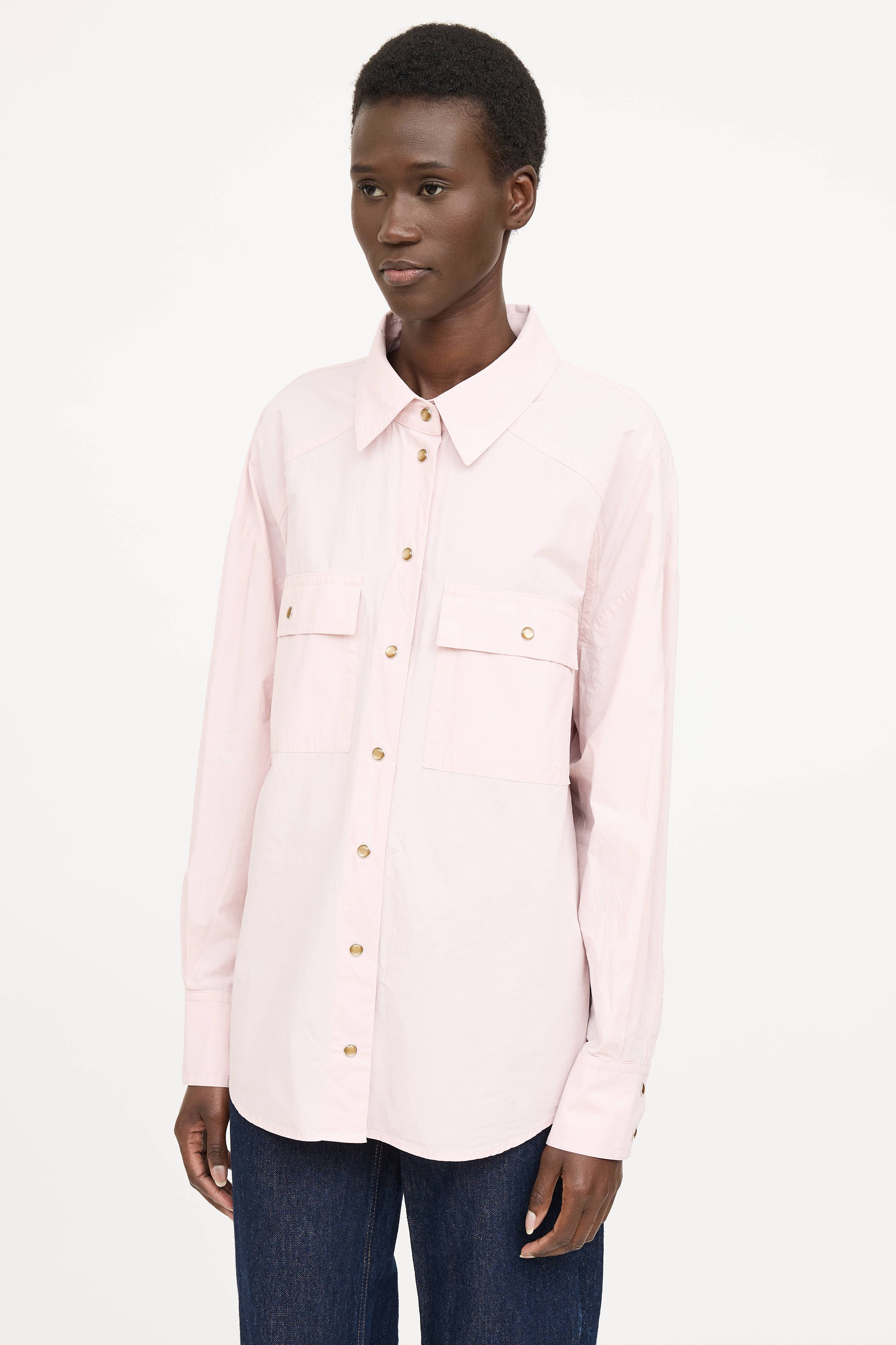 Khaite Cotton Bea Snap Shirt