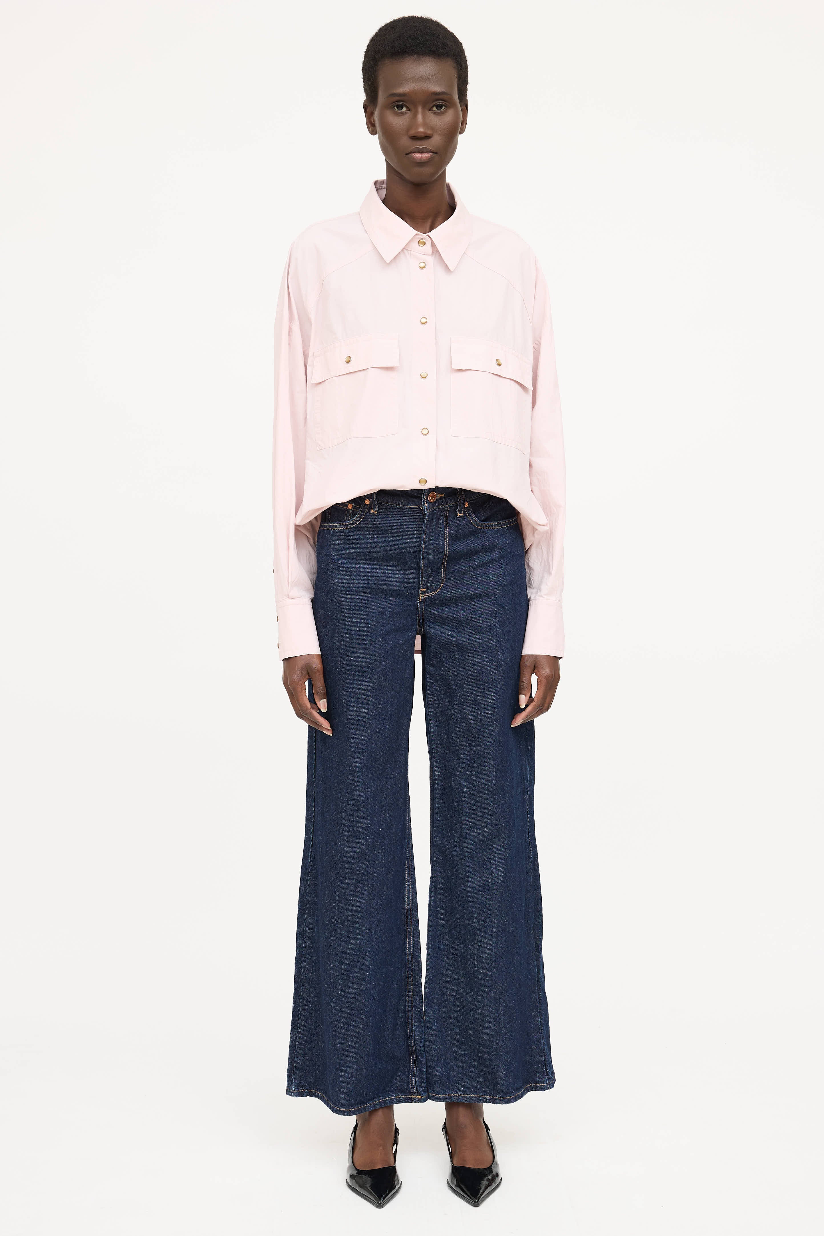 Khaite Cotton Bea Snap Shirt