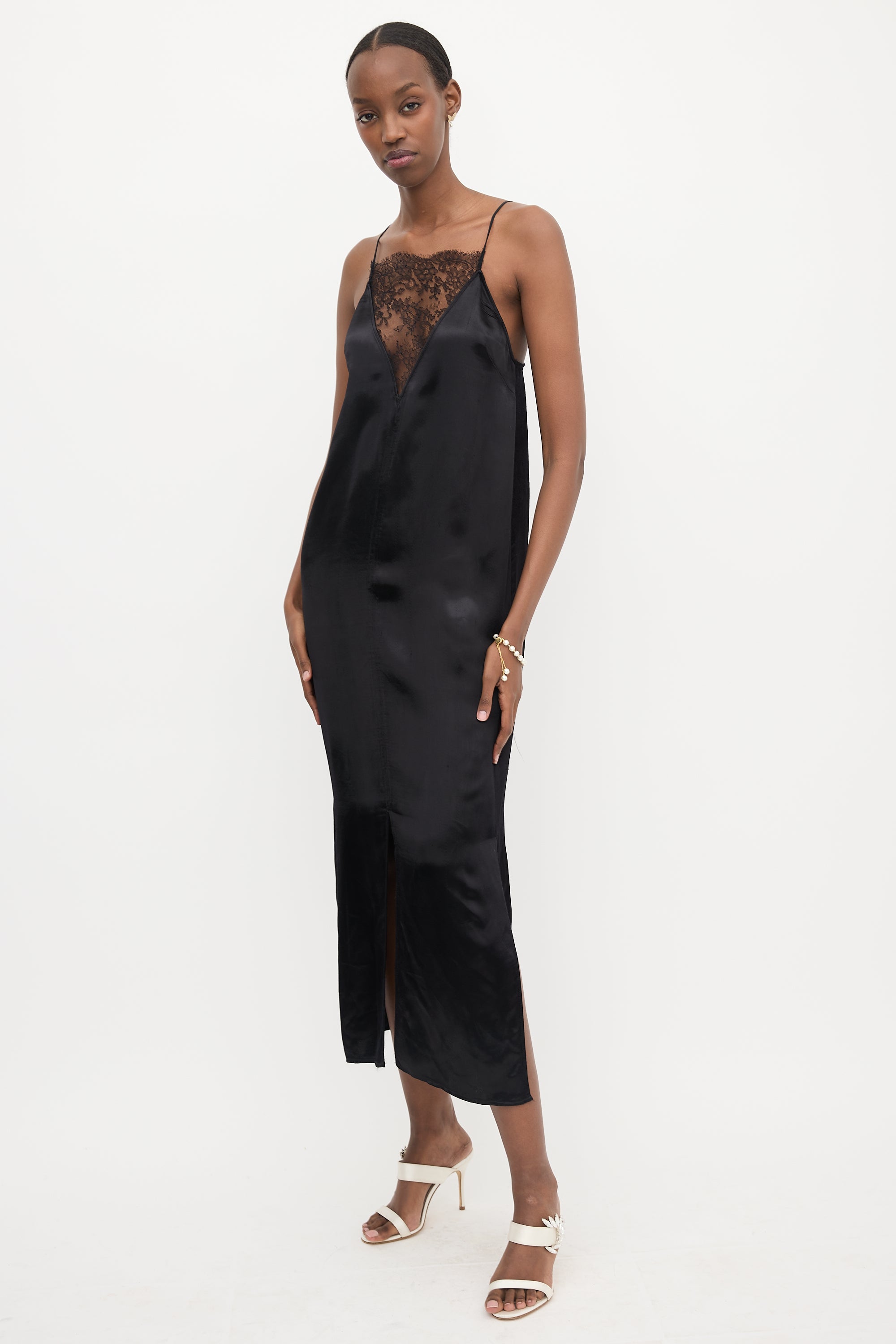 Khaite Satin & Lace Slip Dress