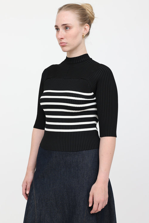 Khaite Ribbed Striped Mock Neck Top