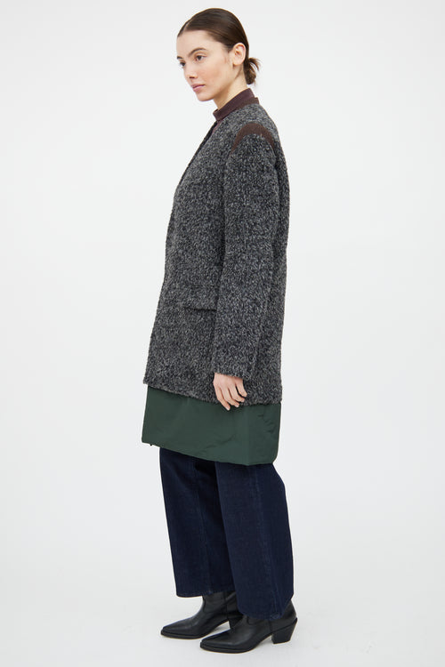 Kolor Grey & Green Wool Panelled Coat