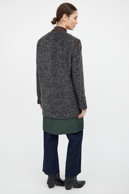 Kolor Grey & Green Wool Panelled Coat