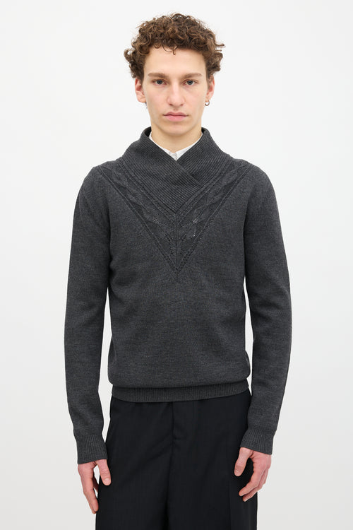 Kris Van Assche Wool Crossover High Neck Sweater